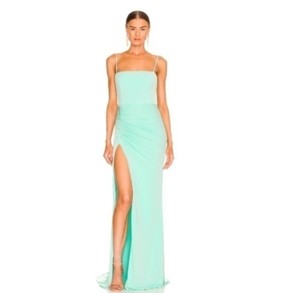Katie May Great Kate Ruched Gown in Supercharged Mint Medium